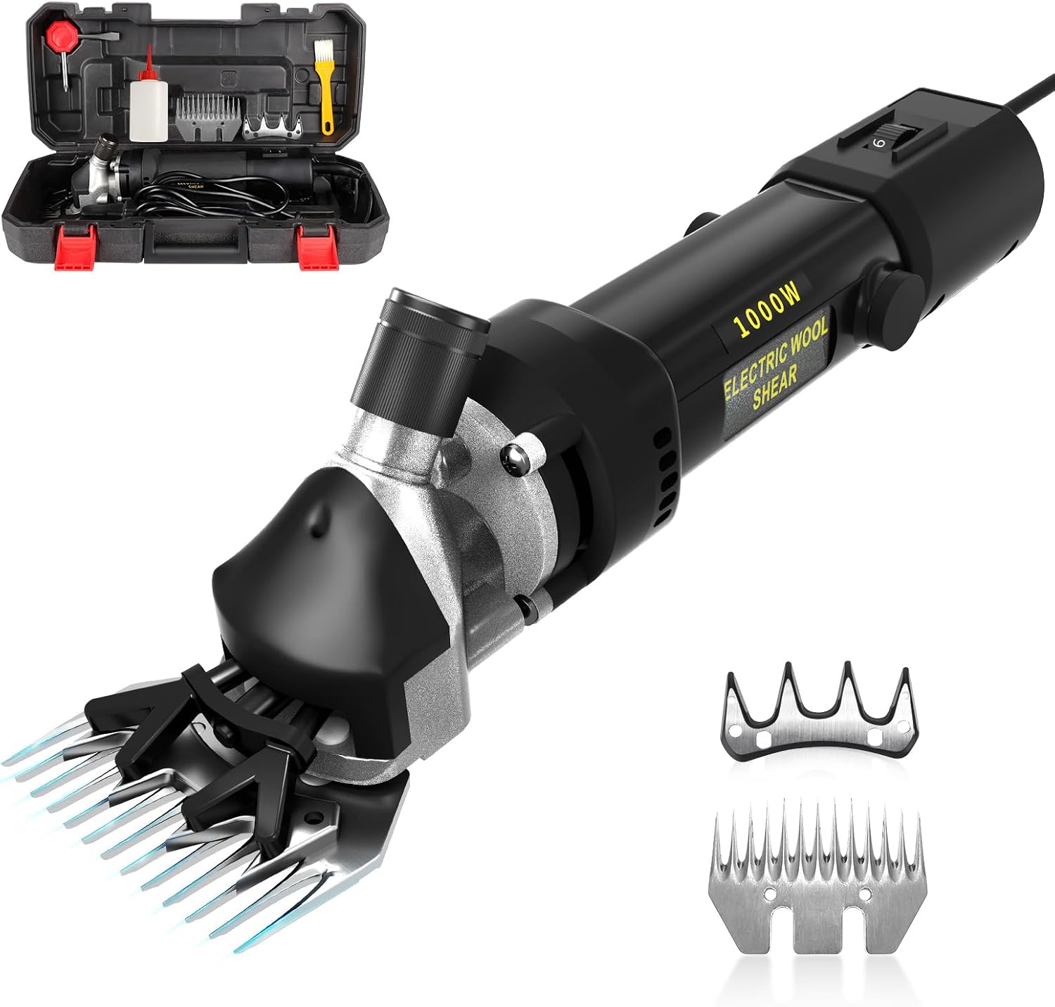 PAT JUUMG 1000W Sheep Shears Electric Farm Livestock Haircut with Blades Professional Animal Clippers 6 Speed Heavy Duty Electric for Thick Horses Sheep Alpacas Goats(Red) - Image 9