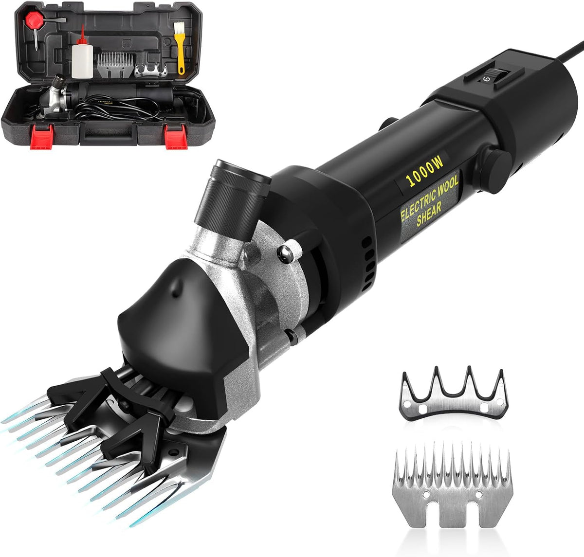 PAT JUUMG 1000W Sheep Shears Electric Farm Livestock Haircut with Blades Professional Animal Clippers 6 Speed Heavy Duty Electric for Thick Horses Sheep Alpacas Goats(Red) - Image 9