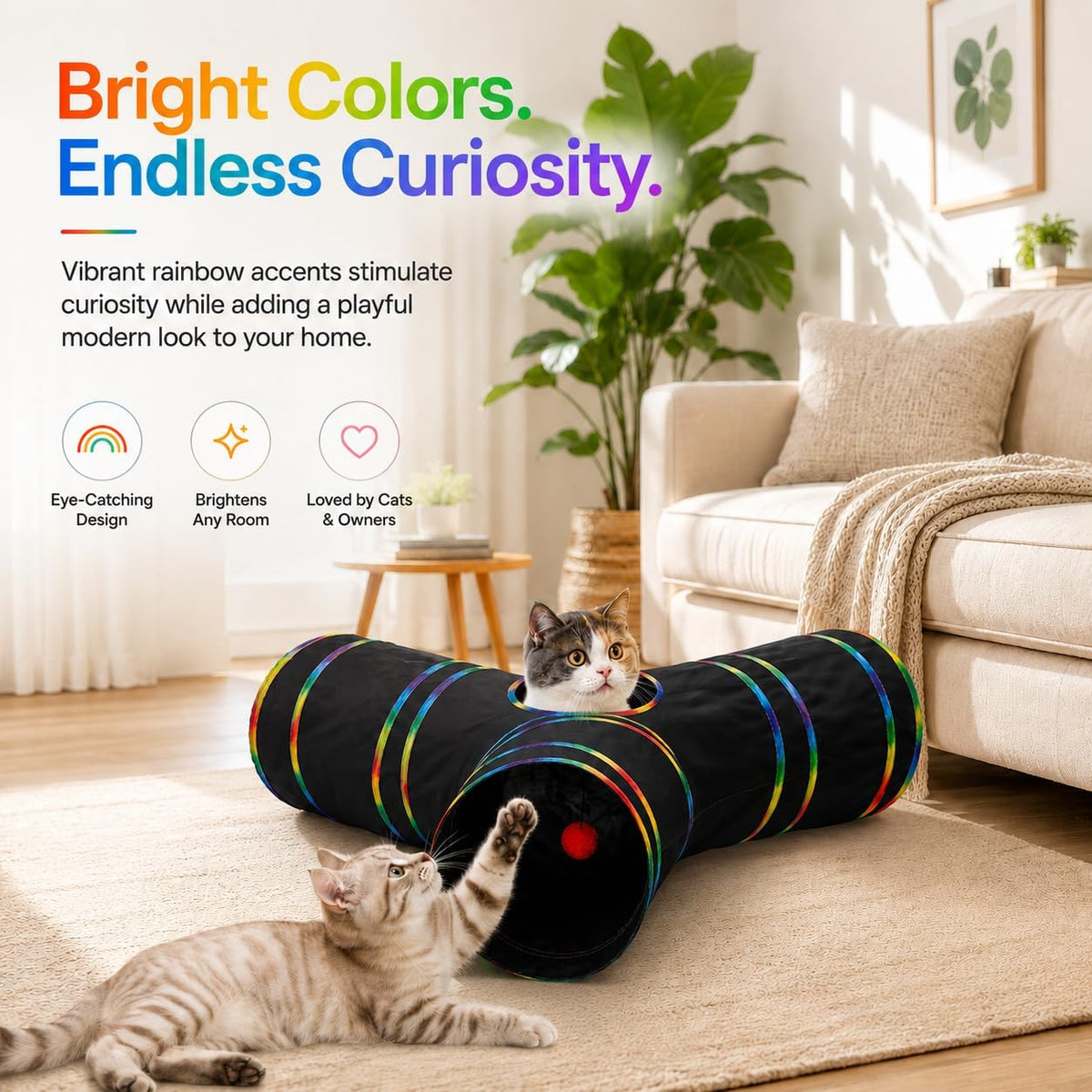 Durable waterproof cat tunnel tube showing top ventilation peek holes