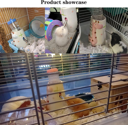Hamster Water Bottle Small Animal Standing Water Dispenser Ceramic Base Cage Hanging Water Feeding Bottles Auto Dispenser for Hamster Guinea Pig Squirrel Rabbit Hedgehog (Pink) - Image 6