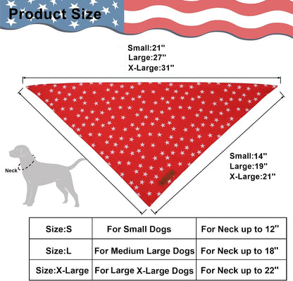 Close up of red star print patriotic dog bandana fabric
