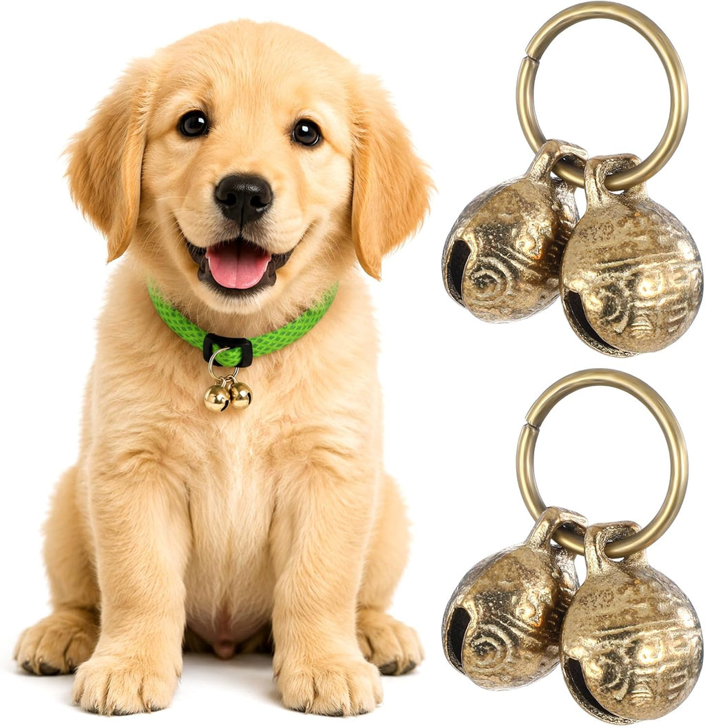Styquenzer 4 pieces copper dog collar bells set front view