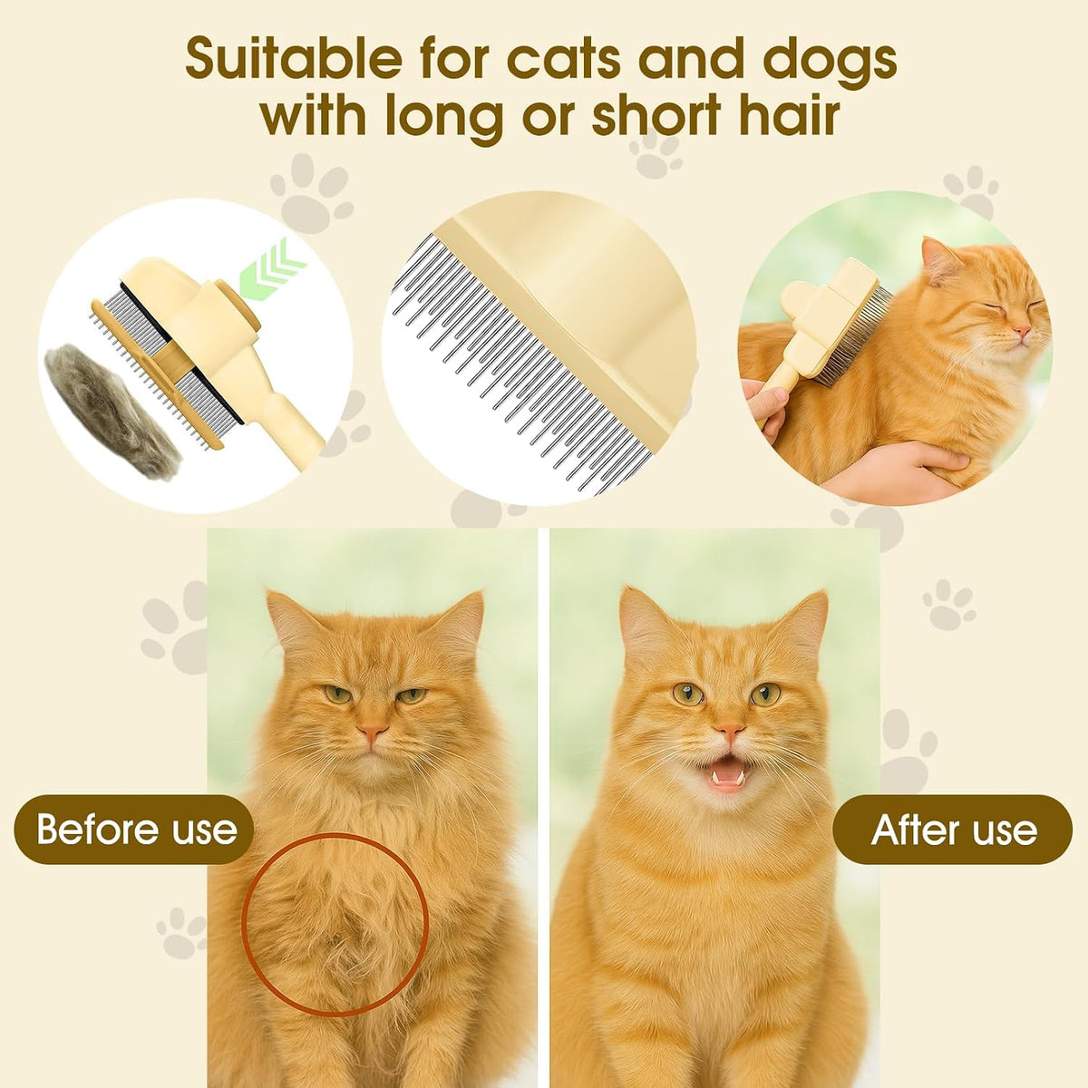 One-touch button mechanism on yellow pet hair removal tool