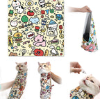 Oversized self adherent cat swaddle blanket for nail trimming protection