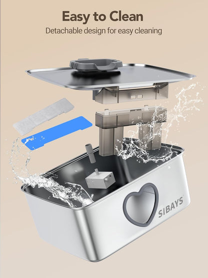 Sibays pet water fountain packaging and included accessories