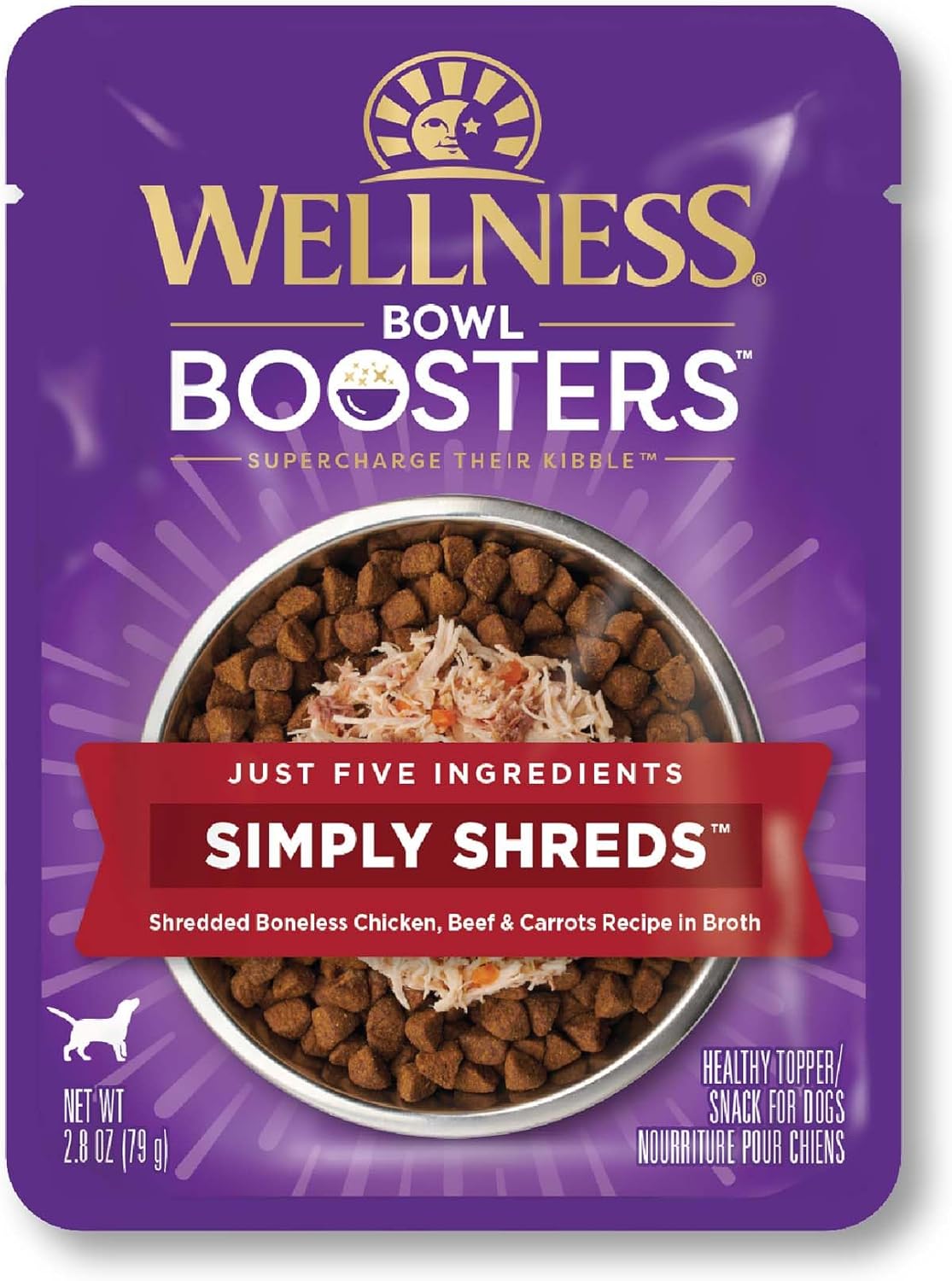 Wellness Bowl Boosters Simply Shreds Wet Dog Food Topper for Small,Medium,& Large Breeds,Grain Free,Natural,Chicken,Beef & Carrots,2.8 Ounce Pouch,(Pack of 24) - Image 15