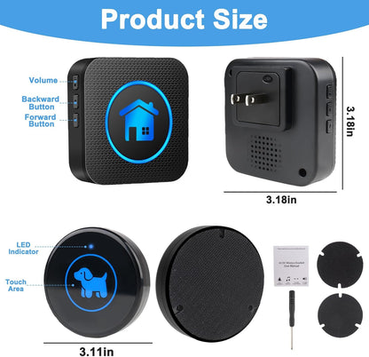 Dog Door Bell 2026 Enhanced Touch, Wireless Doggie Doorbell for Potty Training to Go Outside, IP65 Waterproof, 1000ft Range, 55 Melodies, 5 Modes & Adjustable Volume (2 Buttons) - Image 9