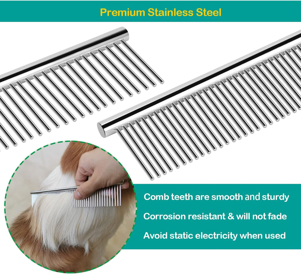 Elfirly rounded ends metal cat comb showing safe skin massaging pins