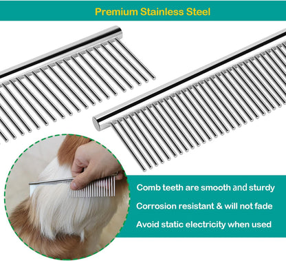 Elfirly rounded ends metal cat comb showing safe skin massaging pins