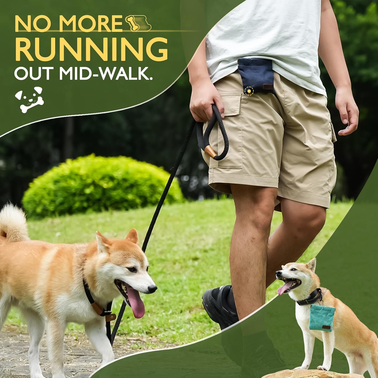ETIAL compact puppy travel snack holder showing the easy access elastic opening structure.