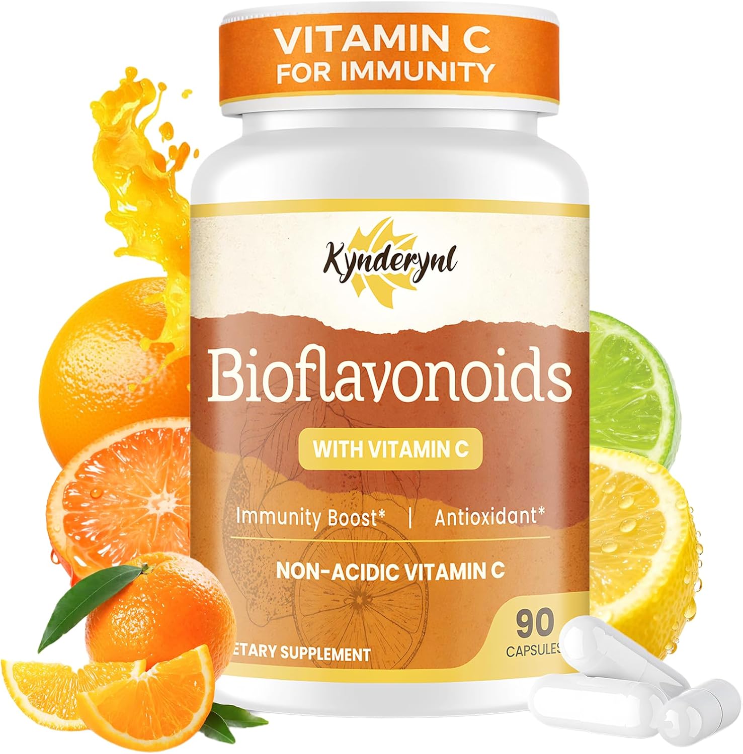 Kynderynl Vitamin C with Bioflavonoids bottle front view immune support supplement