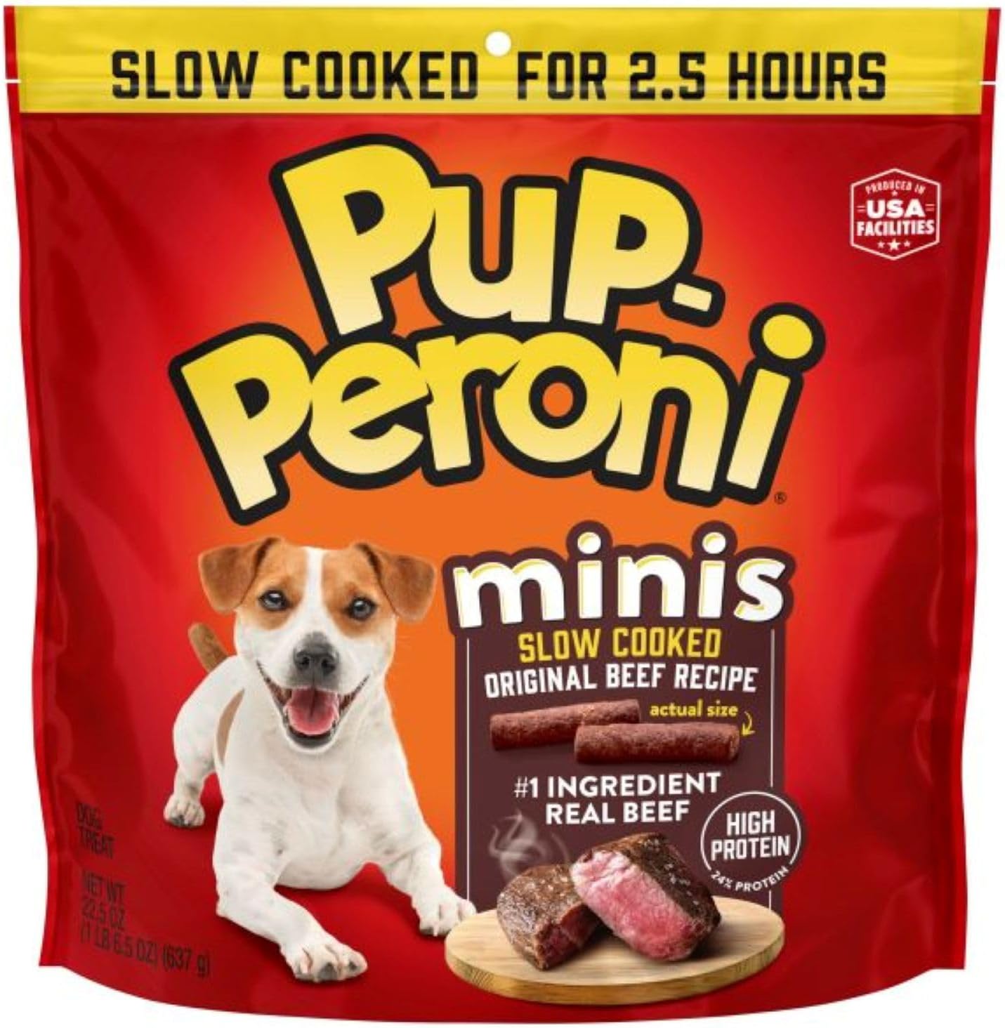 Pup-Peroni premium imported USA dog snacks premium packaging overview
