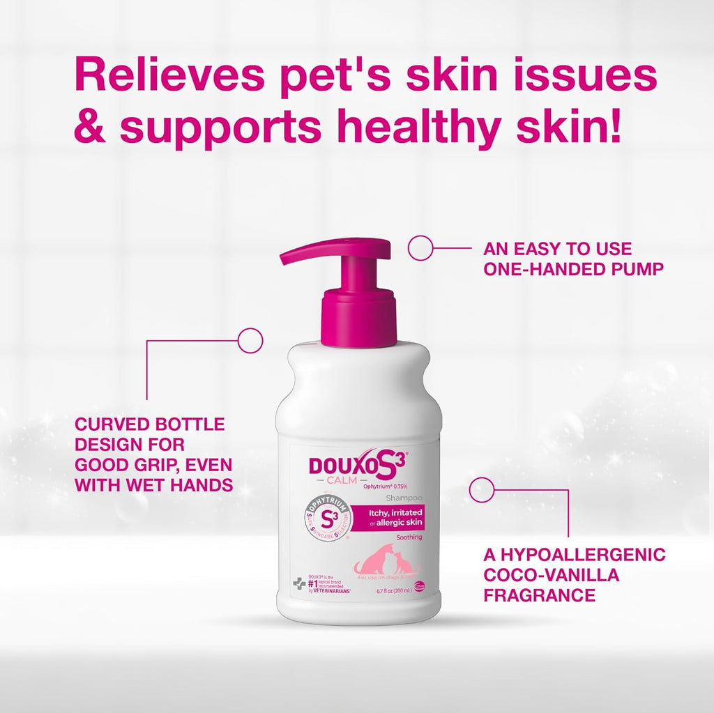 Close up of Douxo S3 Calm ingredient list