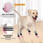 Close up of non-slip rubber grip on dog socks
