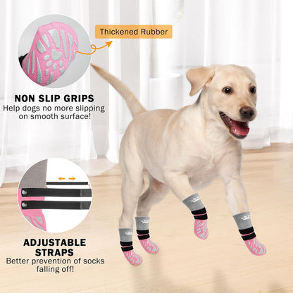 Close up of non-slip rubber grip on dog socks