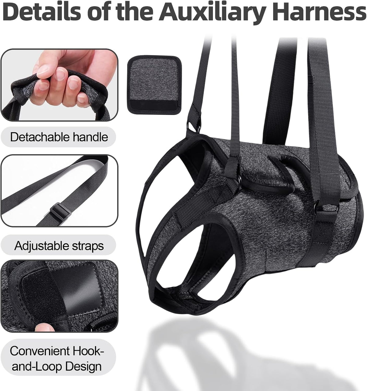 Adjustable padded dog harness for senior pets