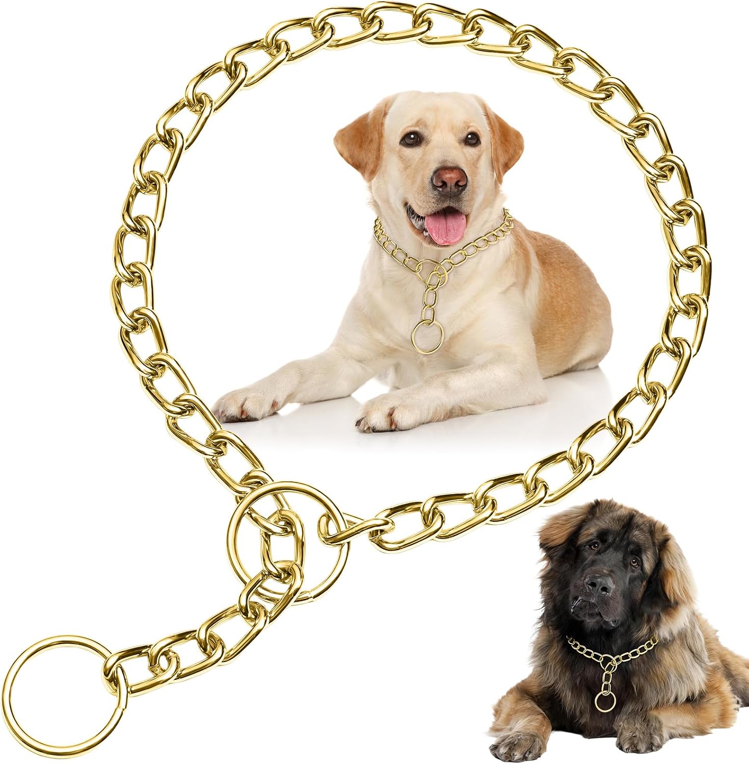 Chrome plated stainless steel training choke chain for pets