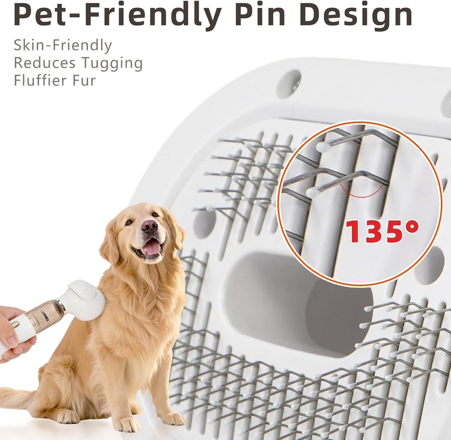 All four attachments included in the ZYPUIXK slicker brush grooming kit