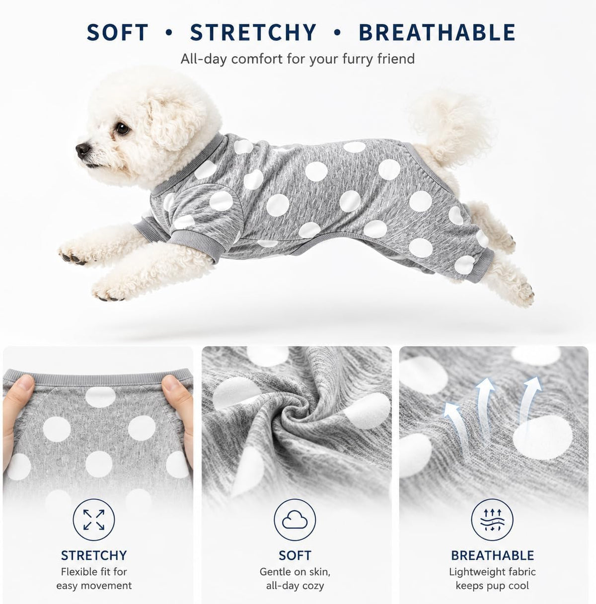 Detail shot of breathable 4-way stretch fabric texture