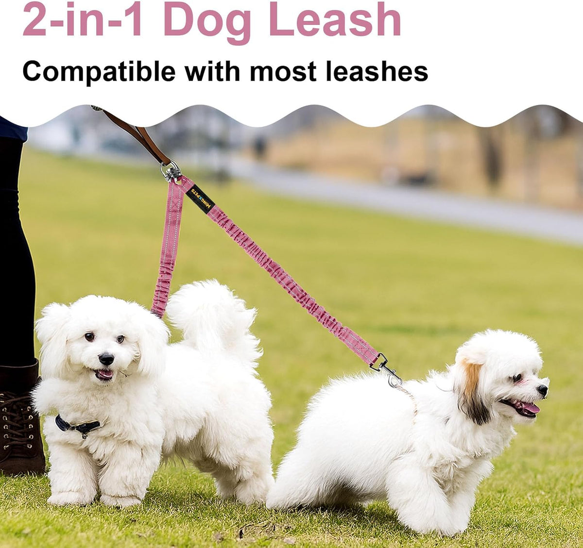 MingXpets branded packaging showing pink dog walking equipment