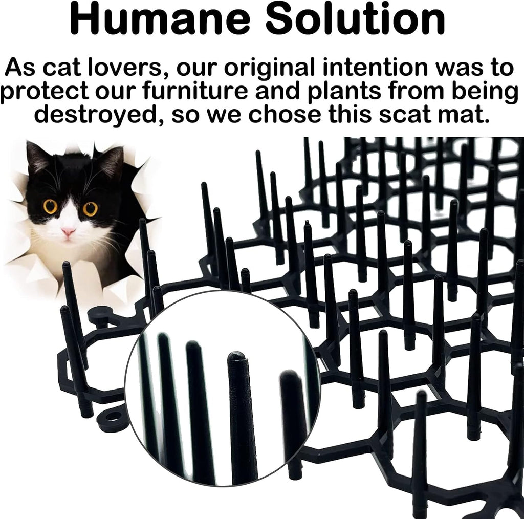Fhiny cat repellent mat used in outdoor garden bed
