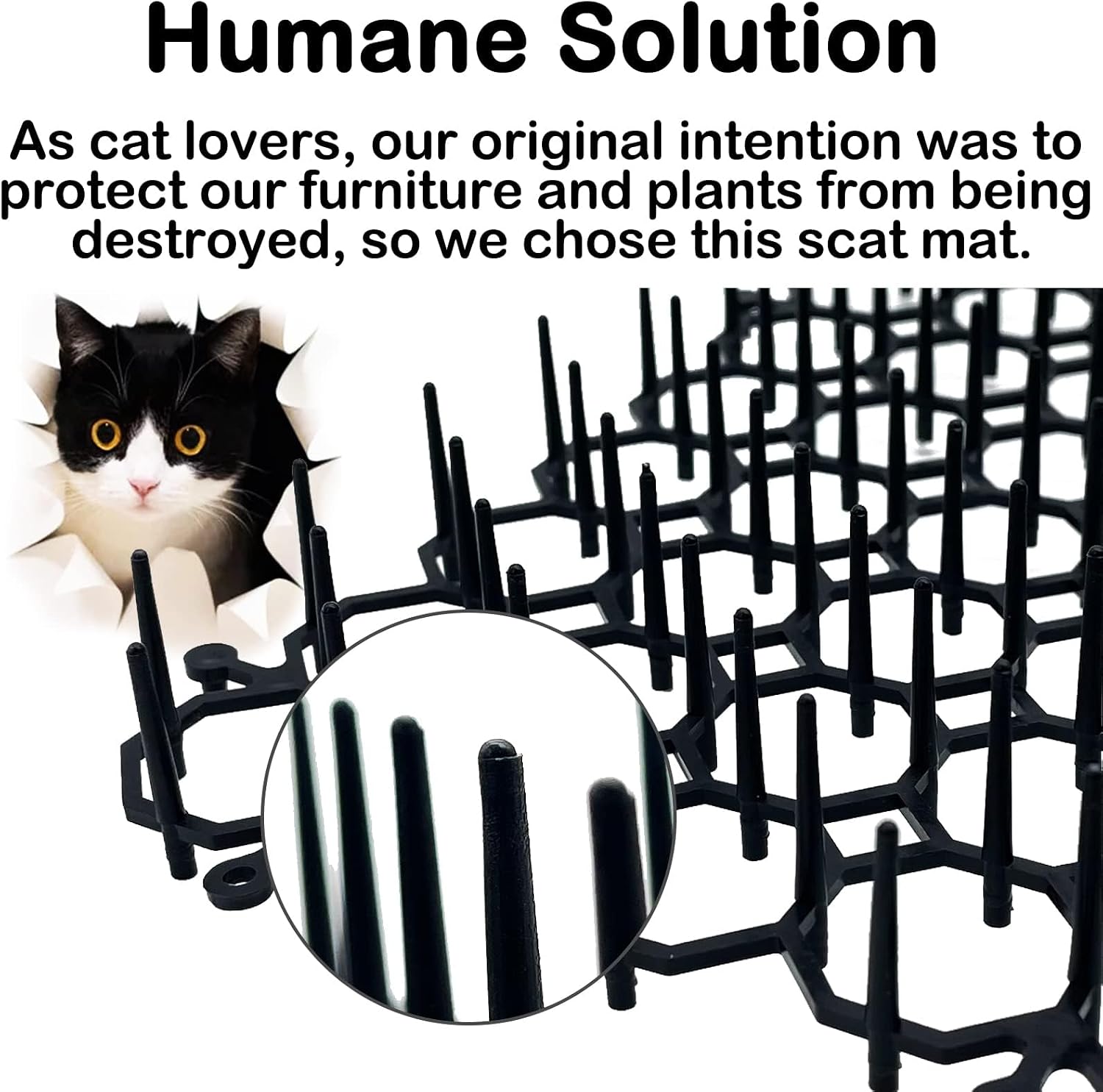 Fhiny cat repellent mat used in outdoor garden bed