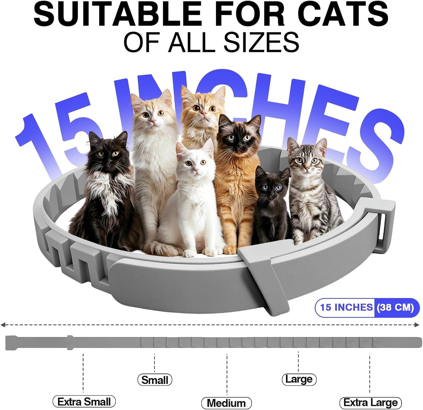 Calming Collar for Cats 8 PK Cat Stress and Anxiety Relief Pheromone Collar for Cats Anti Aggression for Cats Cat Meowing Stopper Cat Calming Collars for 30 Days Adjustable Waterproof Rapid Effect - Image 9