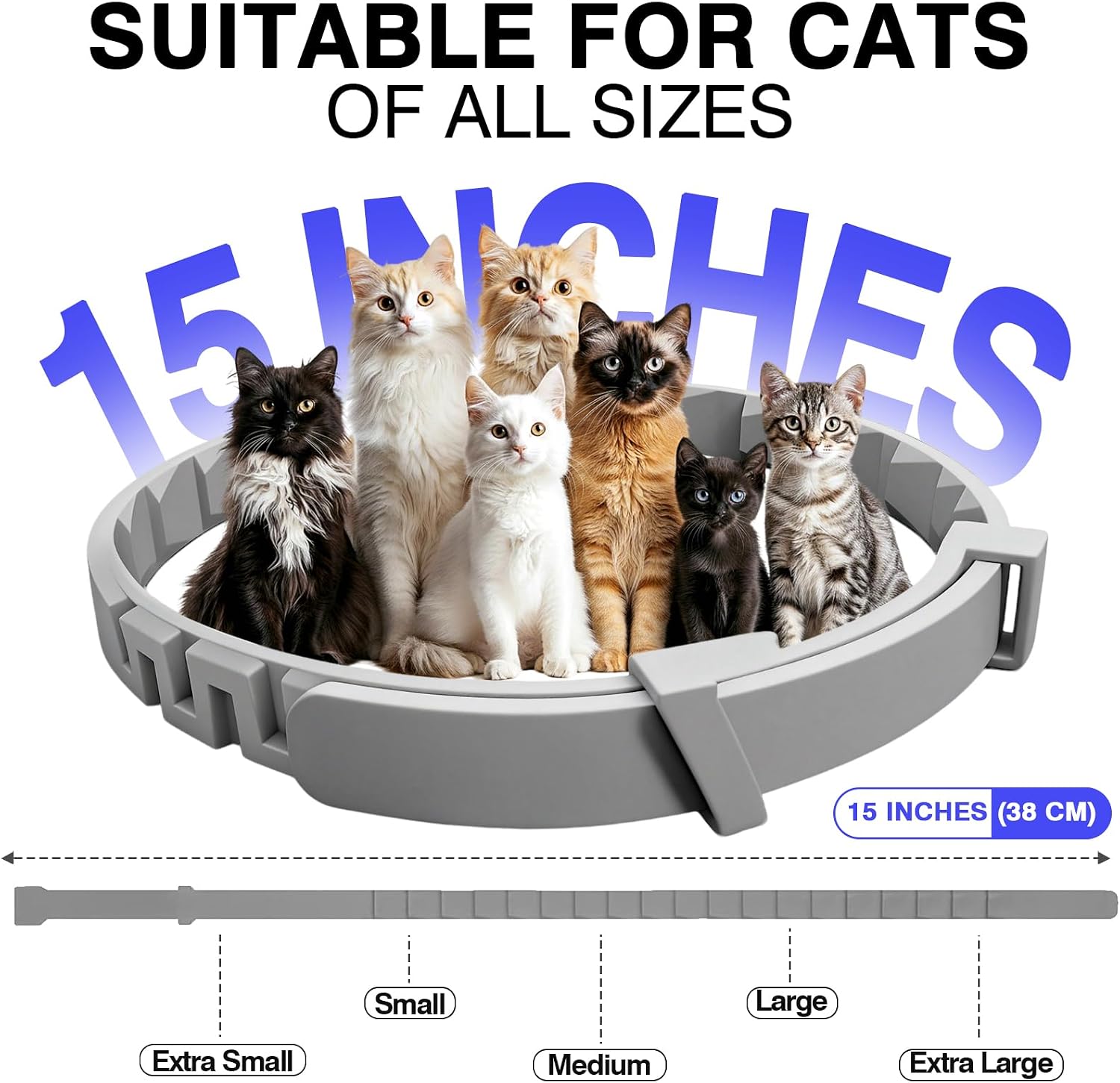 Calming Collar for Cats 8 PK Cat Stress and Anxiety Relief Pheromone Collar for Cats Anti Aggression for Cats Cat Meowing Stopper Cat Calming Collars for 30 Days Adjustable Waterproof Rapid Effect - Image 9
