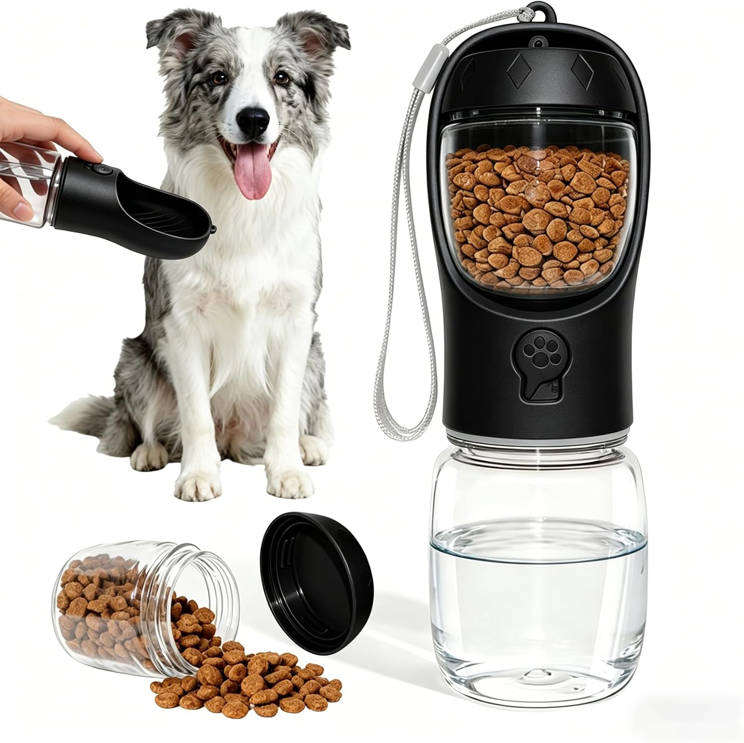 Dog Water Bottle, Portable Water Bottle with Food Container for Dogs Cat Pet Hiking Walking Travel Camping, Leak-Proof Dog Water Bowl Dispenser with Feeder Function Puppy Essentials - Image 10
