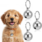 Larrel Silver Pet Collar Bells three piece pack front view showcasing shiny copper metal construction