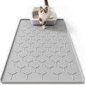 Bulkniu silicone cat litter mat front view showcasing the large grey protective floor mat for pet homes.