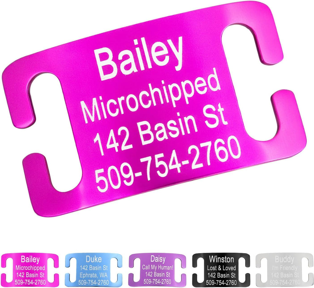 GoTags Slide-On Pet ID Tag, Curved Personalized Dog and Cat Nameplate, Silent, No Noise Aluminum, Custom Engraved in 4 Sizes for Large, Medium and Small Collars (Black) - Image 9