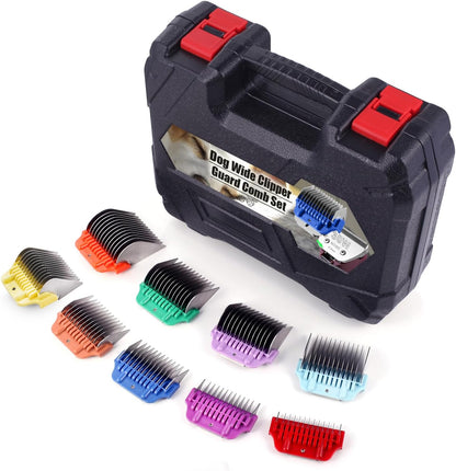 DODAER professional animal clipper guard combs packaging contents highlighting the five distinct sizes