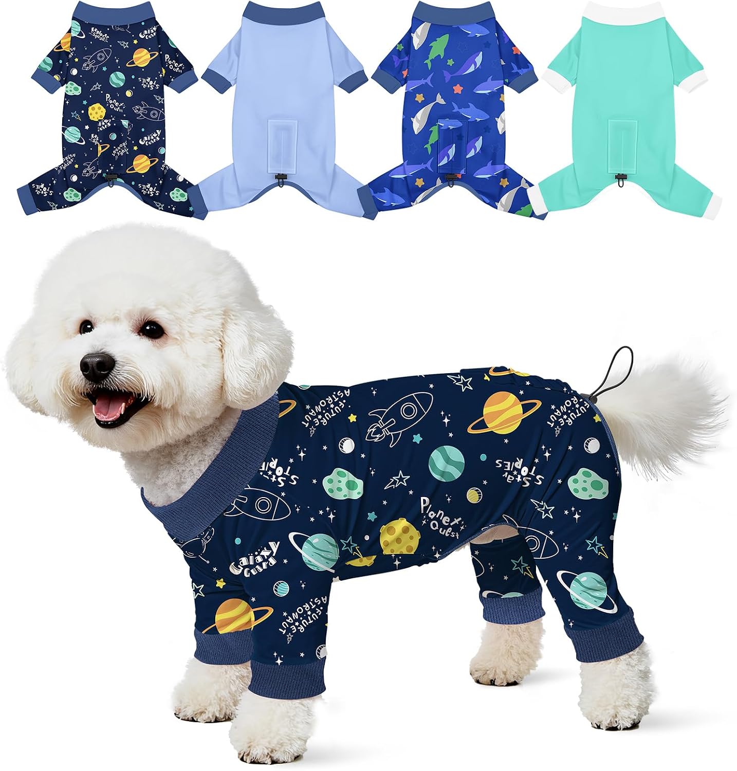 Glittme 4 Pack Dog Pajamas for Small Dogs Girl Boy, Soft Stretchy Puppy Onesies Jumpsuit, Breathable Pet Pjs Clothes for Sleeping & Anti-Shedding, Cute Doggy Apparel Vest - Image 14