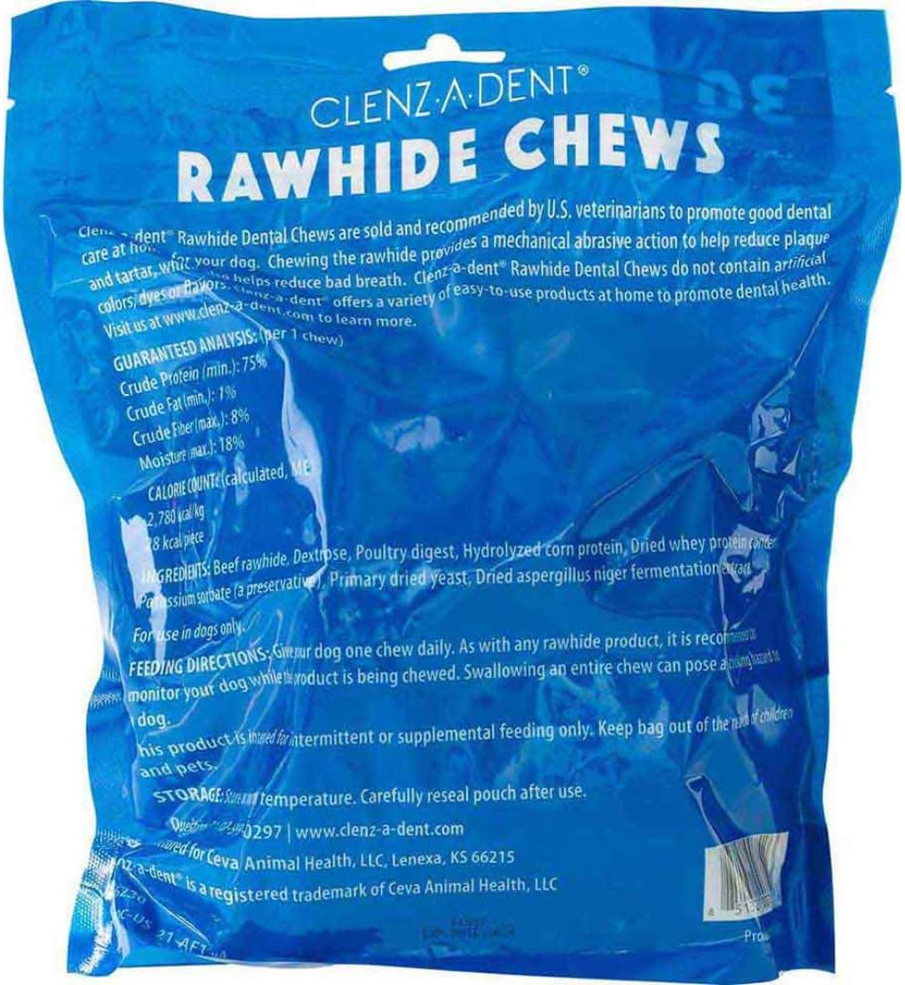 Clenz-A-Dent enzyme coated rawhide oral care treats for dogs