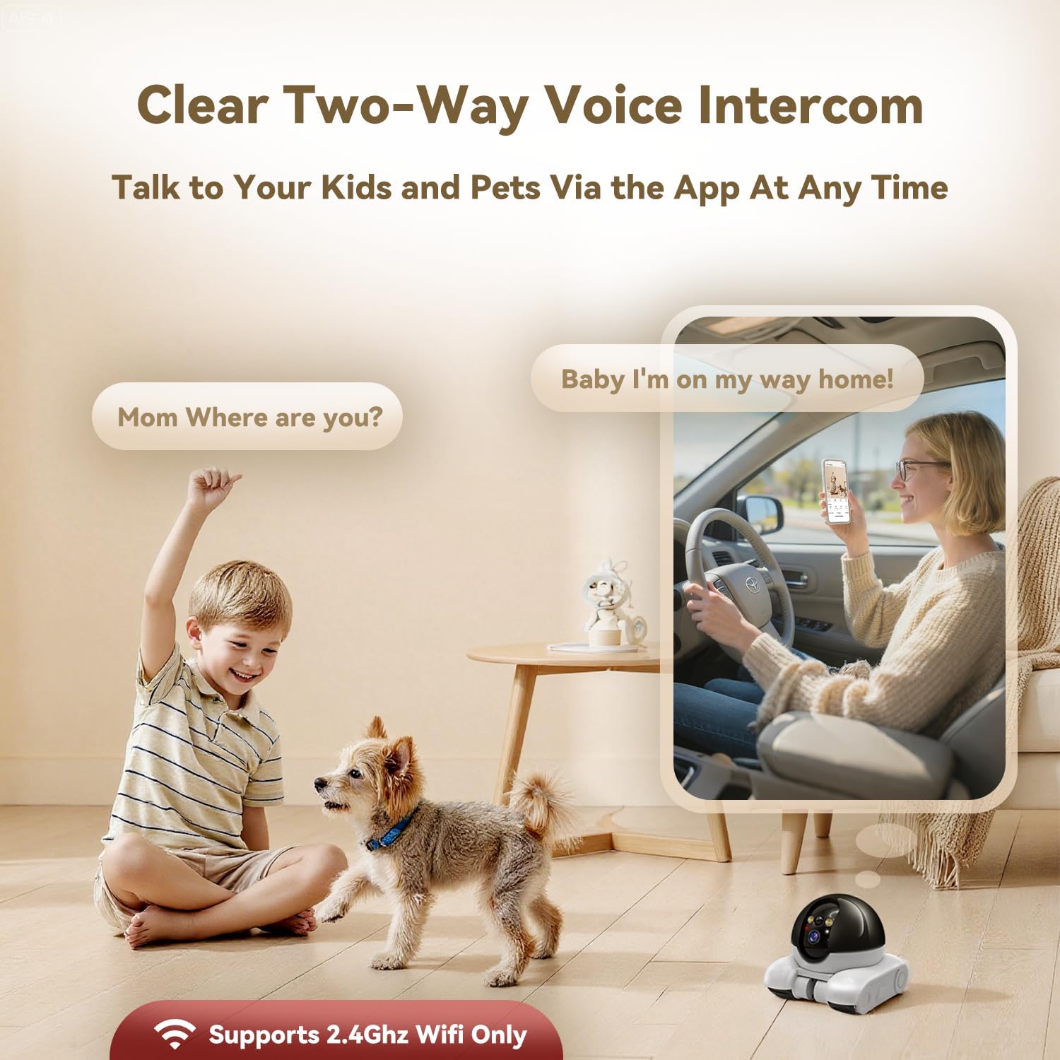 Two-way talk speaker and microphone feature on robot camera