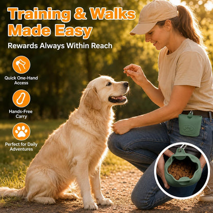 Side profile of portable magnetic treat bag for dogs