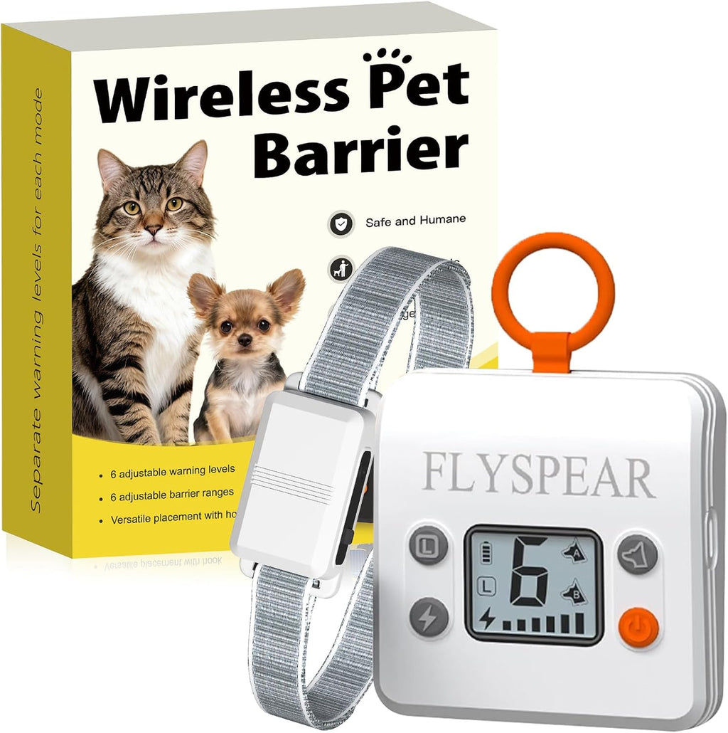Flyspear wireless cat barrier front view rechargeable indoor pet fence system