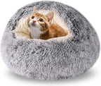 FORMYCATIE Cat Beds for Indoor Cats,Cat Cave for Puppy and Kitty,Calming Small Dog Bed for Small Dogs with Cover Cave,Cozy Warming Fluffy Washable Anti-Slip Pet Sleeping Bag(20 * 20inch,Dark Gray) - Image 9
