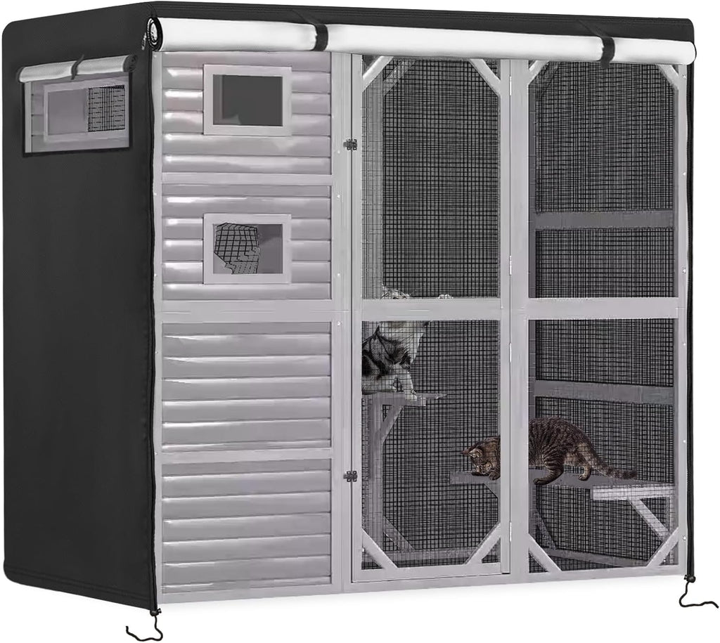 Catio Cover, 37" L x 23.5" W x 50" H Waterproof Cover for Outdoor Cat Enclosure, 420D Cat Cage Cover for Homey Pet Cats Cages, Black (Catio Not Included) - Image 13