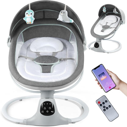 MelloBubbz electric baby swing front view