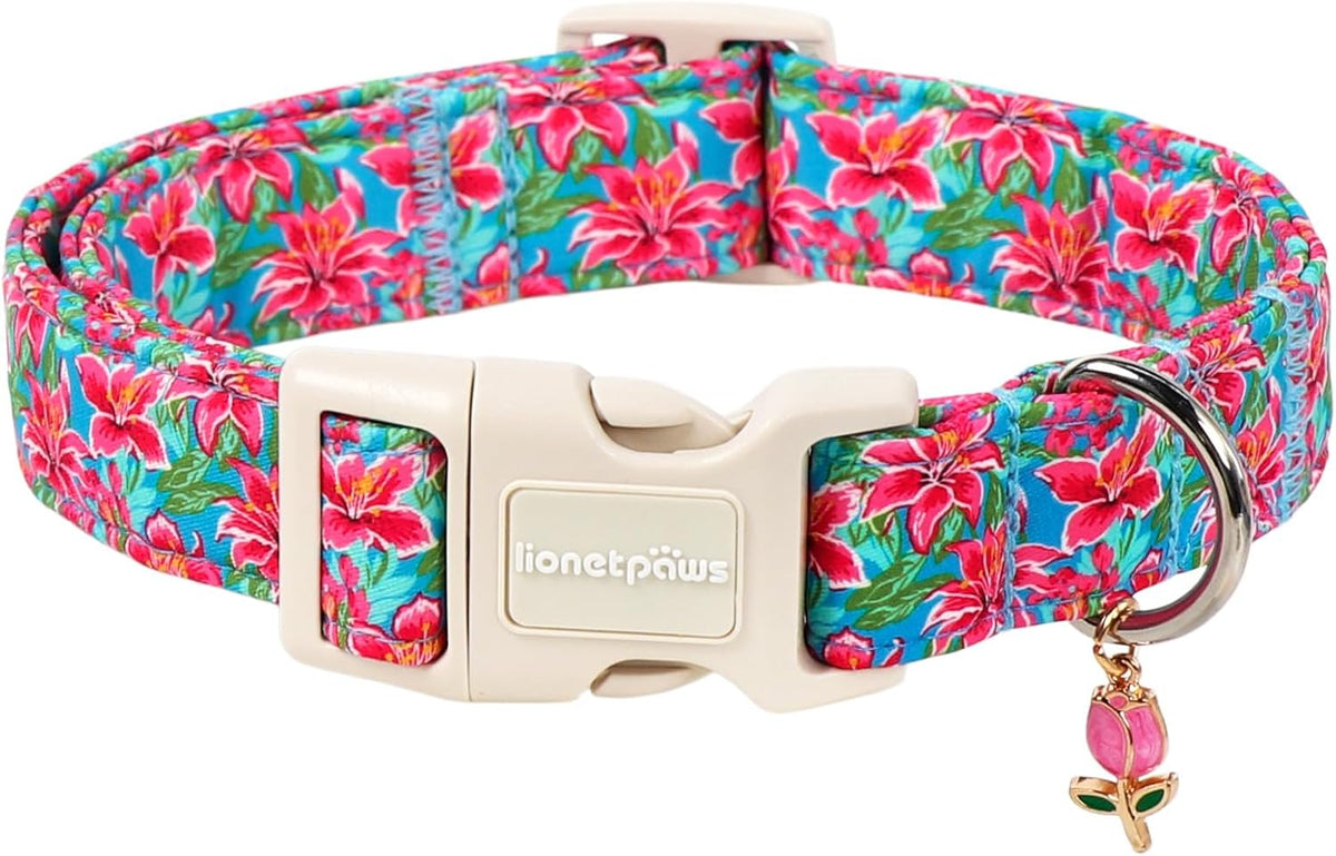 Lionet Paws Floral Dog Collar- Cute Spring Wildflowers Daisy Fleabane Dog Collars with Plastic Buckle, Light Adjustable Dog Collars for Small Medium Dogs - Image 9