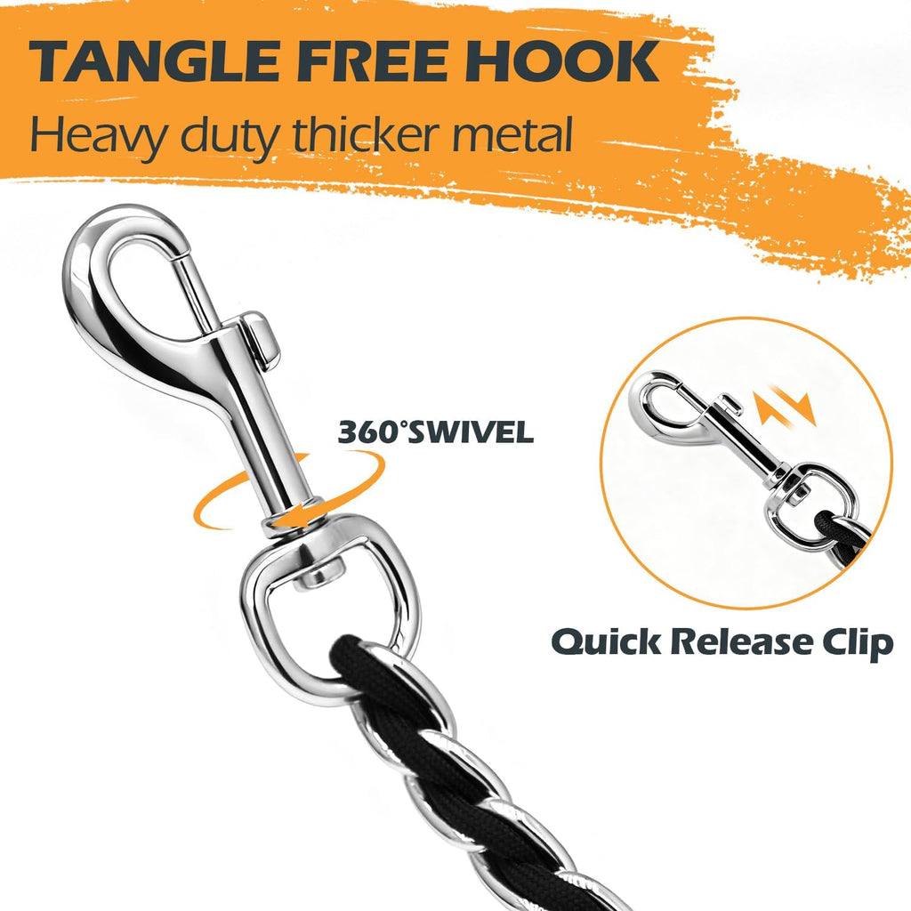 S-ETOVUS heavy duty metal leash for medium and large dogs showing the premium accessory loop