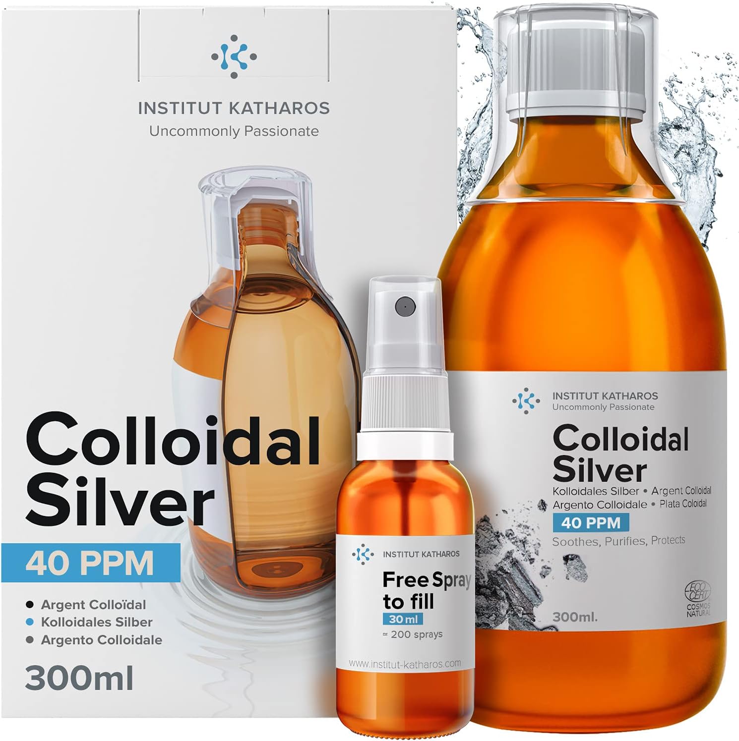Institut Katharos Premium Colloidal Silver Liquid front view packaging
