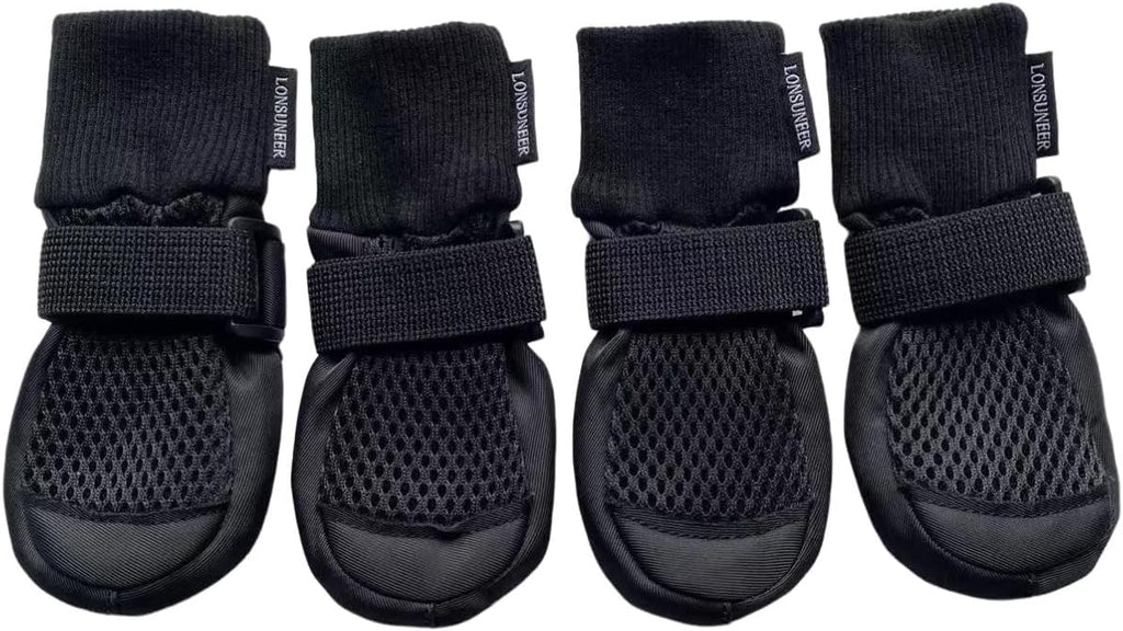 Close up of breathable mesh fabric on Lonsuneer dog boots