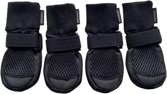 Close up of breathable mesh fabric on Lonsuneer dog boots
