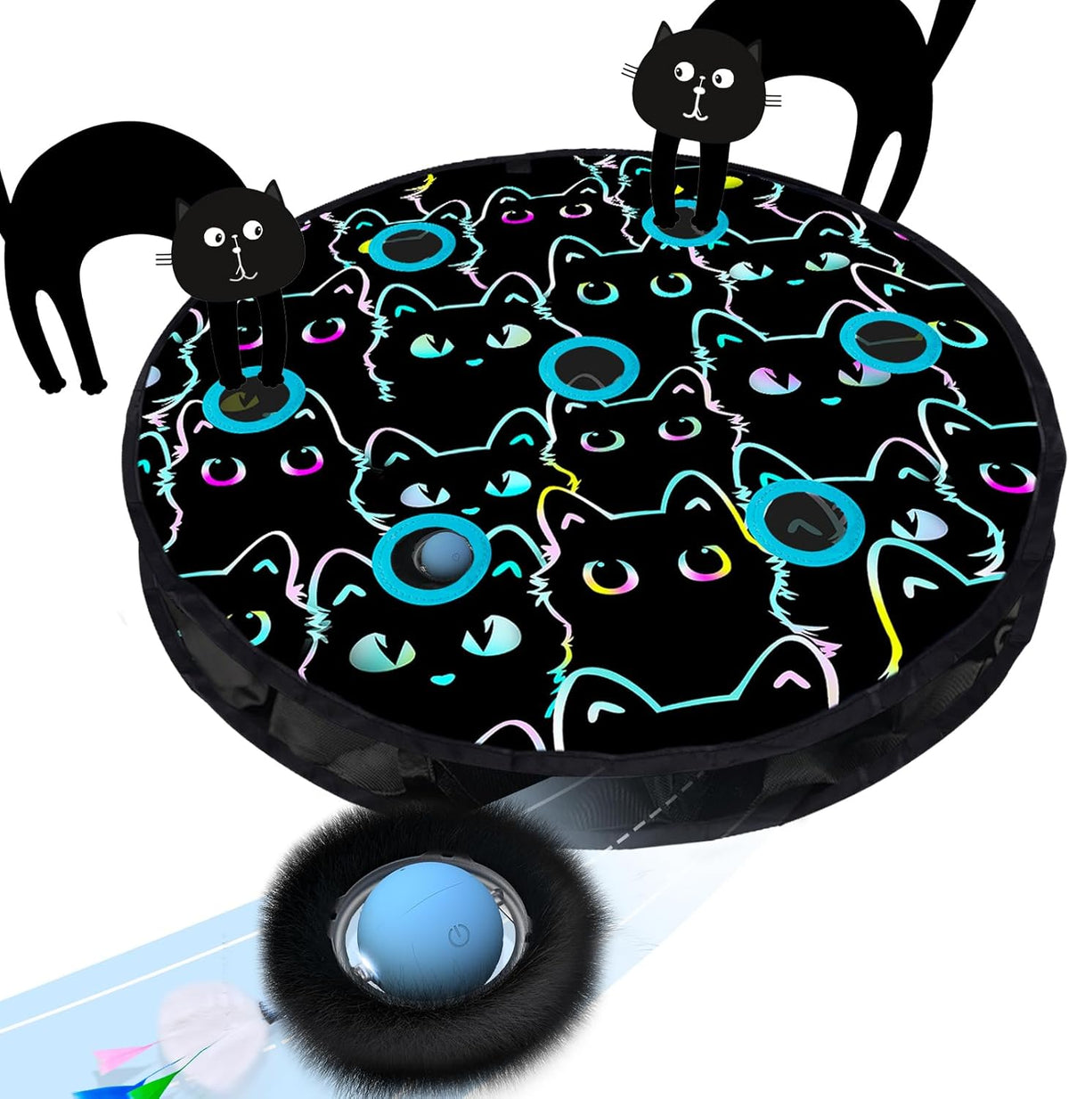 Orsda interactive cat toy with hide and seek mat front view