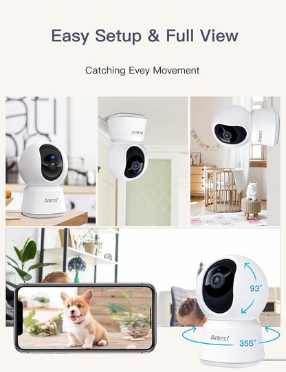 ARENTI 5G Indoor Security Camera, 4MP Pet Camera with Speaker for Dog/Cat, Baby Monitor with Phone App, Dual-Band WiFi, Auto Tracking, Super Night Vision, 2-Way Talk, Cloud & SD Card Storage(P2Q) - Image 9