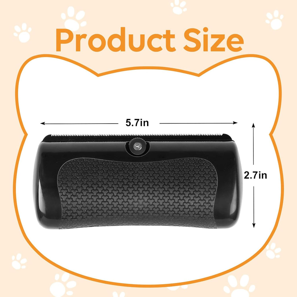 Groomi ergonomic dog grooming brush removing loose fur from a golden retriever