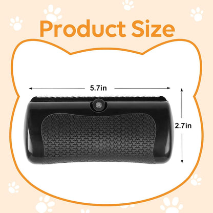 Groomi ergonomic dog grooming brush removing loose fur from a golden retriever
